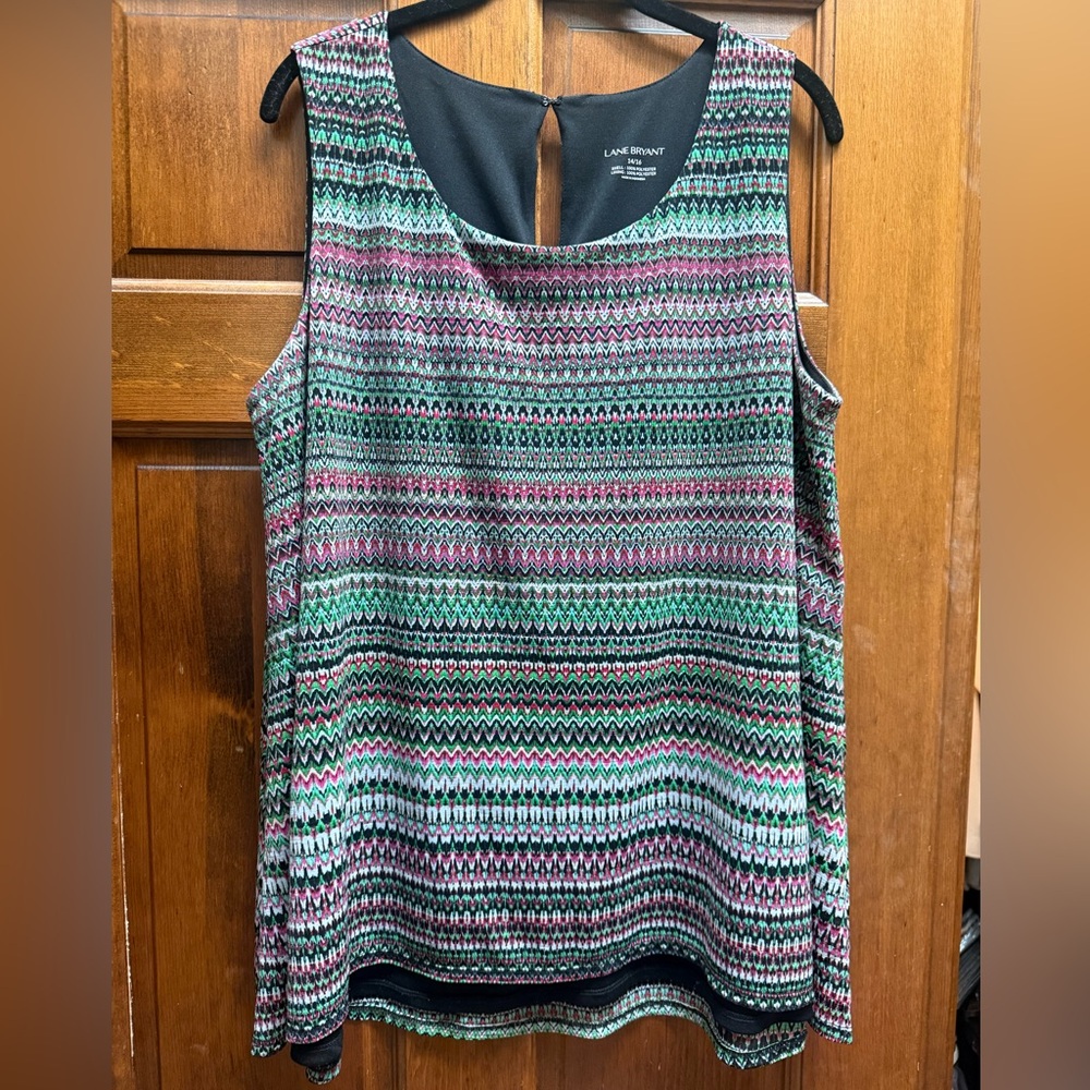 Lane Bryant Multicolor Lined Patterned Women's Top